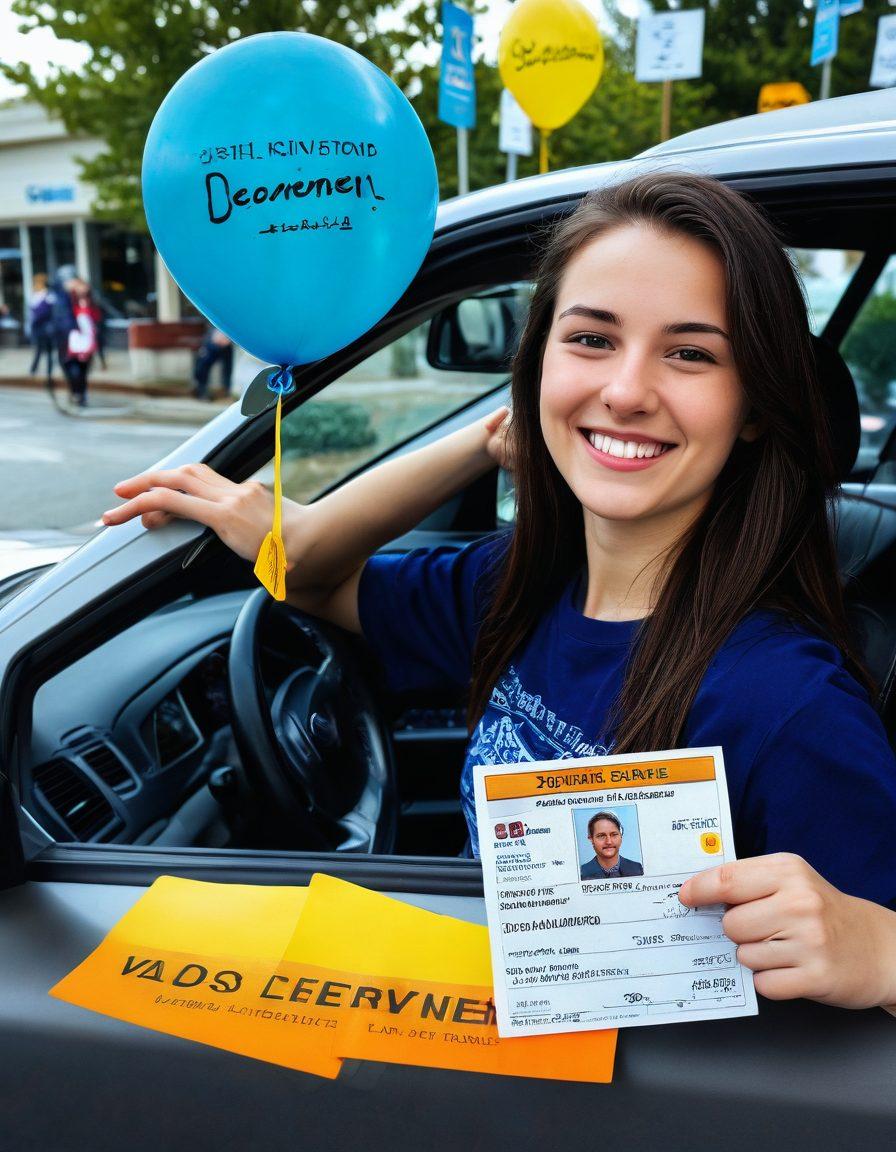 A collage depicting the journey of a Washington state driver from obtaining a permit to renewing their license. Include elements like a young driver holding a learner's permit, a busy DMV office with staff assisting customers, a close-up of the renewal application, and a smiling driver receiving their new license. Use a vibrant color palette to convey a sense of achievement and progress. super-realistic. bright colors. dynamic composition.